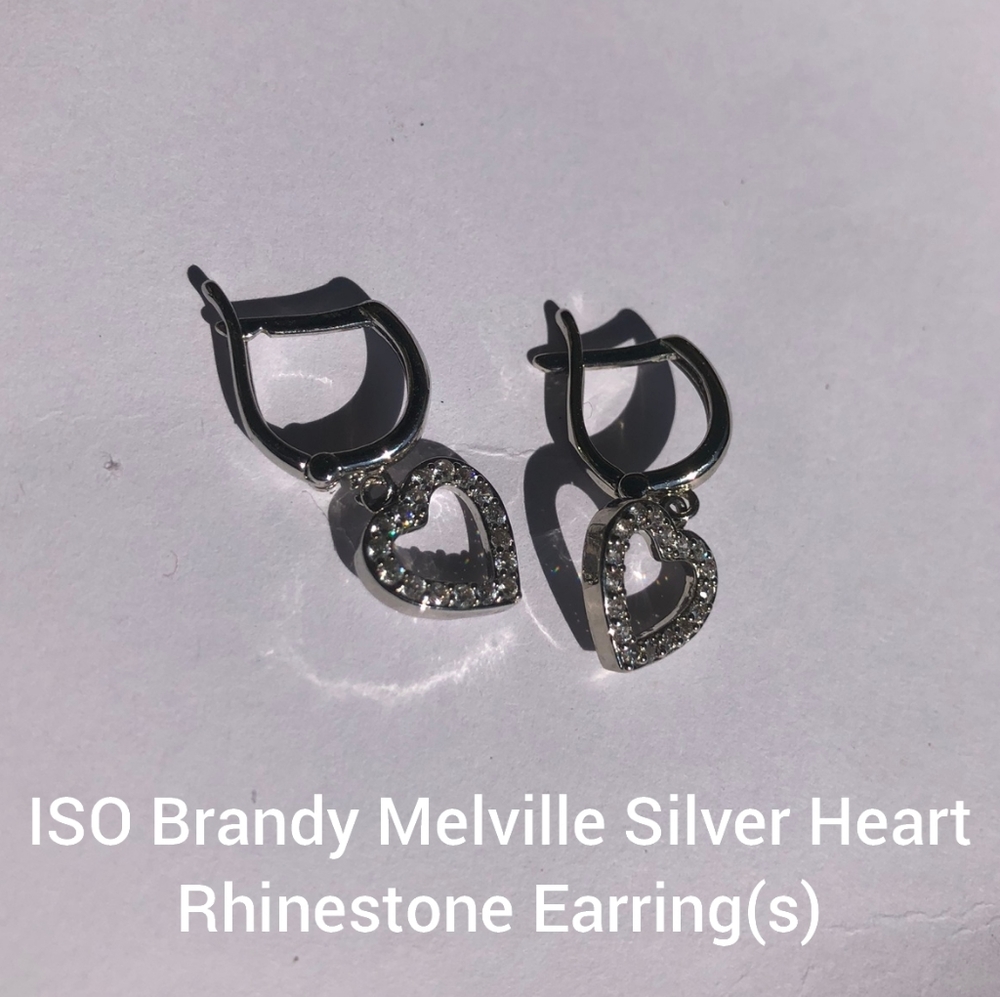 ISO Brandy Melville Silver Heart Rhinestone Earring (ISO not for sale)